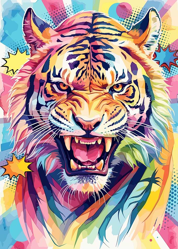 Colorful Pop Art Tiger Portrait
