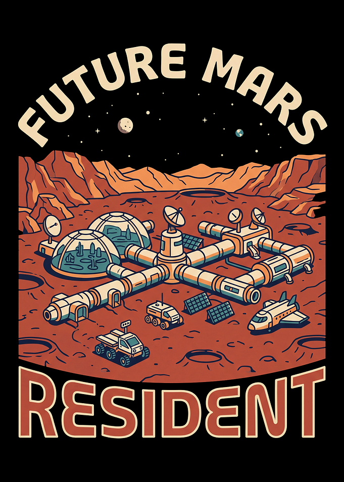 Future Mars Resident Space Colony Illustration