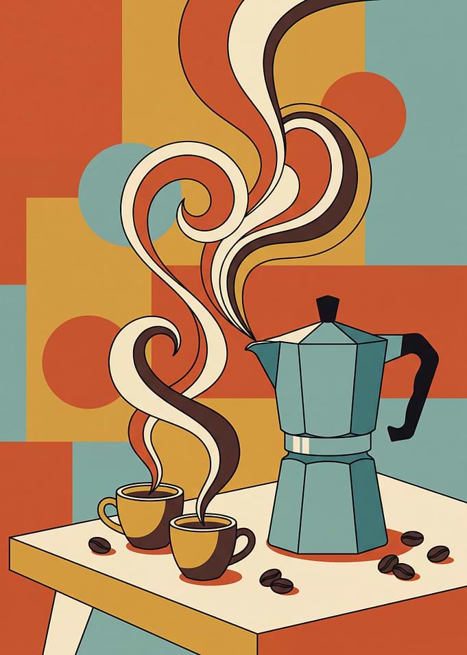 Retro Moka Pot and Espresso Coffee