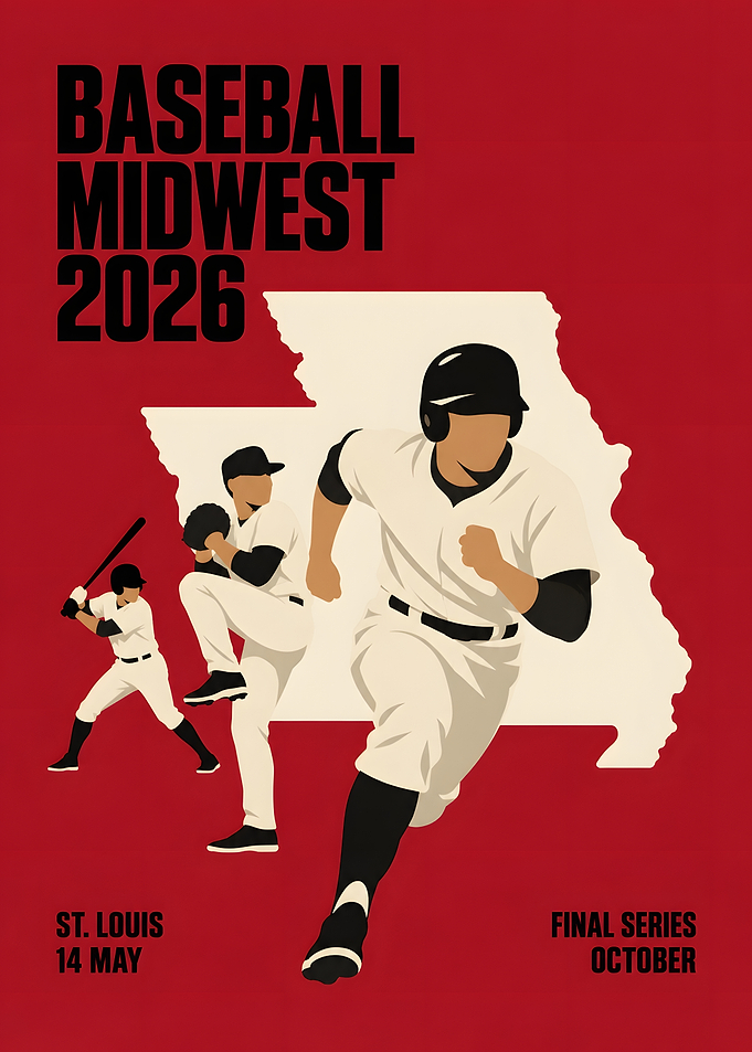 Midwest Baseball St Louis Runners Red Poster