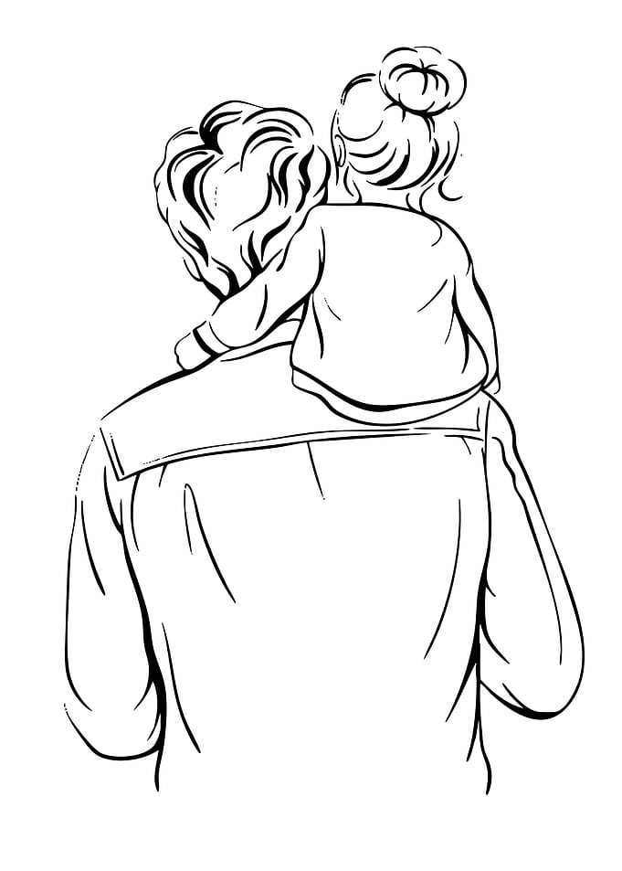 Father Carrying Daughter on Shoulders