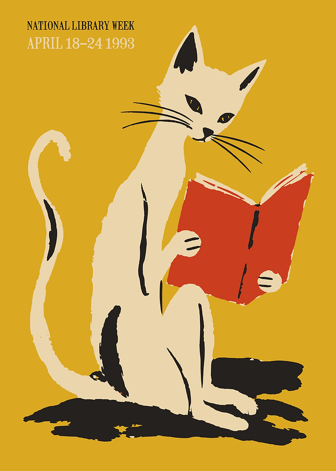 Vintage National Library Week Cat Poster