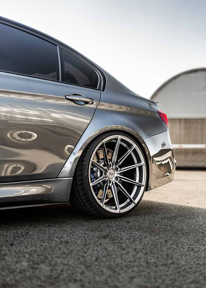 Close-up of a modified BMW M3