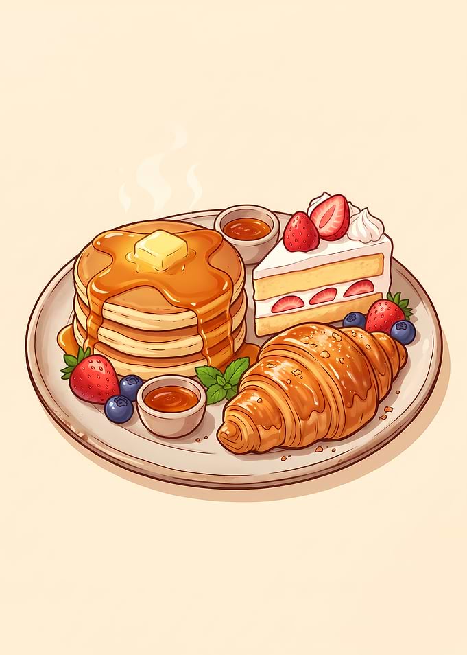 Delicious Breakfast Platter Illustration