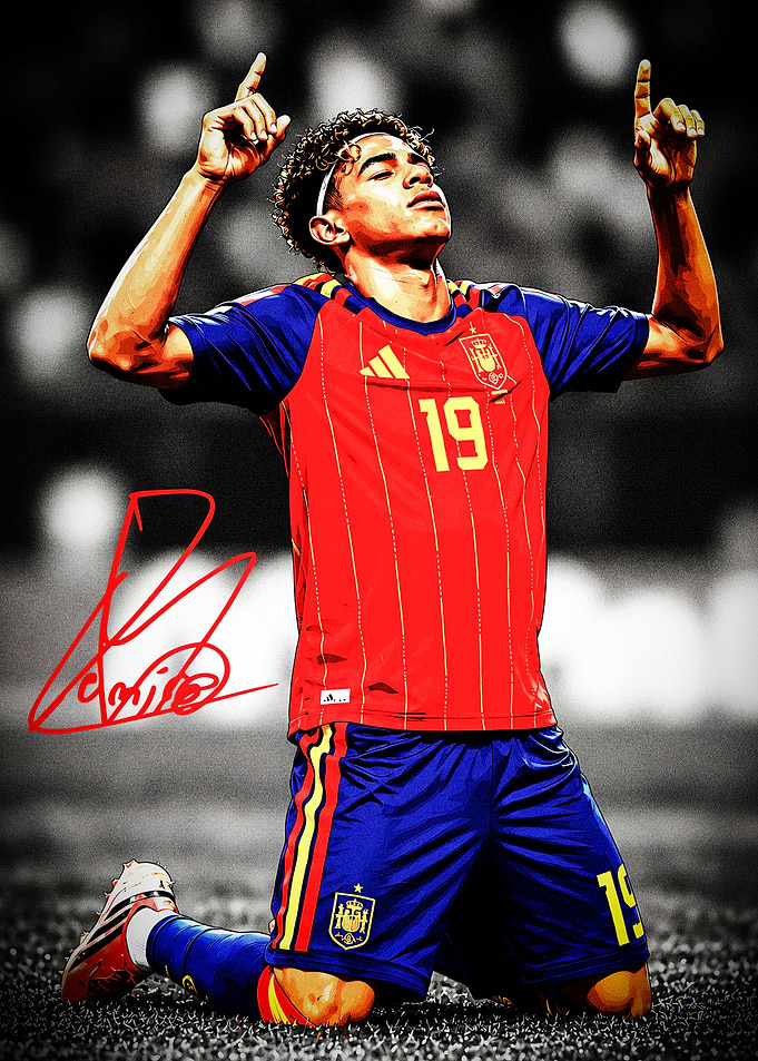 Lamine Yamal Spain Soccer Celebration Poster