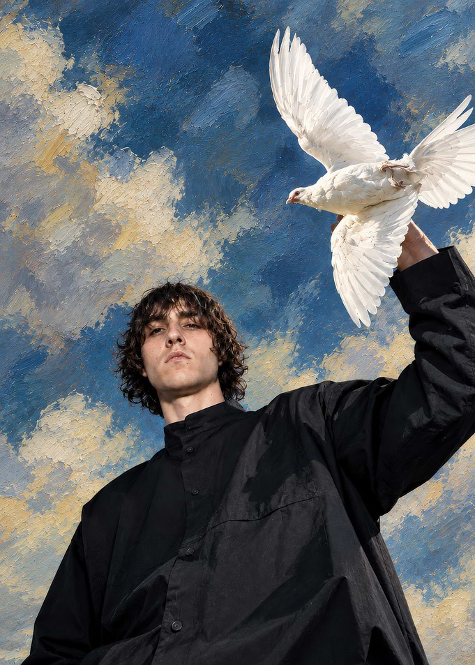 Man in Black Holding White Dove