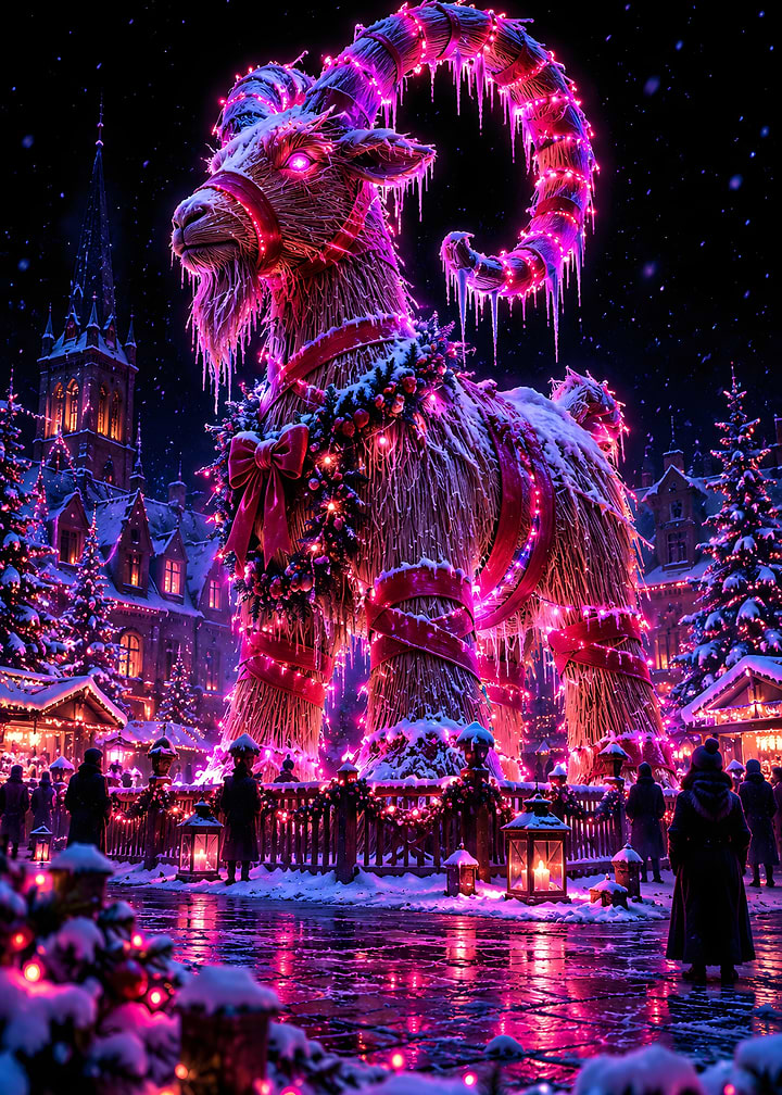 Giant Straw Yule Goat Christmas Market