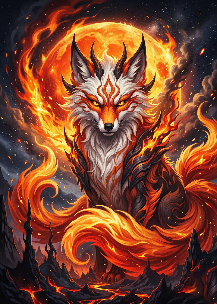 Fire Fox Fantasy Art Poster
