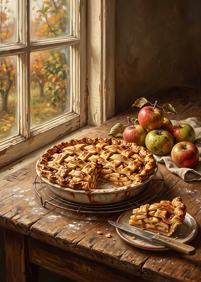 Freshly Baked Apple Pie by Window