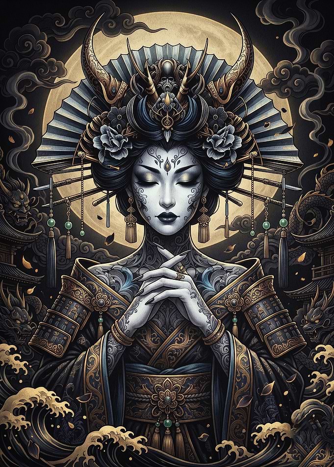 Geisha Samurai Dark Fantasy Art