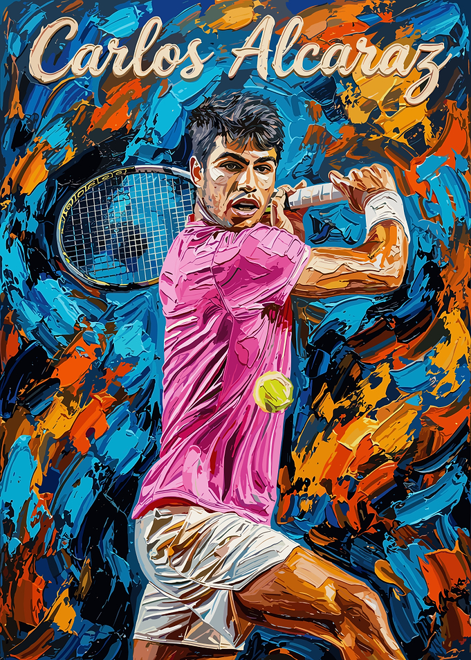 Carlos Alcaraz Tennis Action Painting