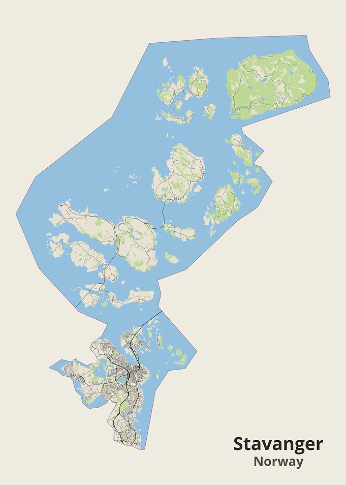 Stavanger Norway Map Print