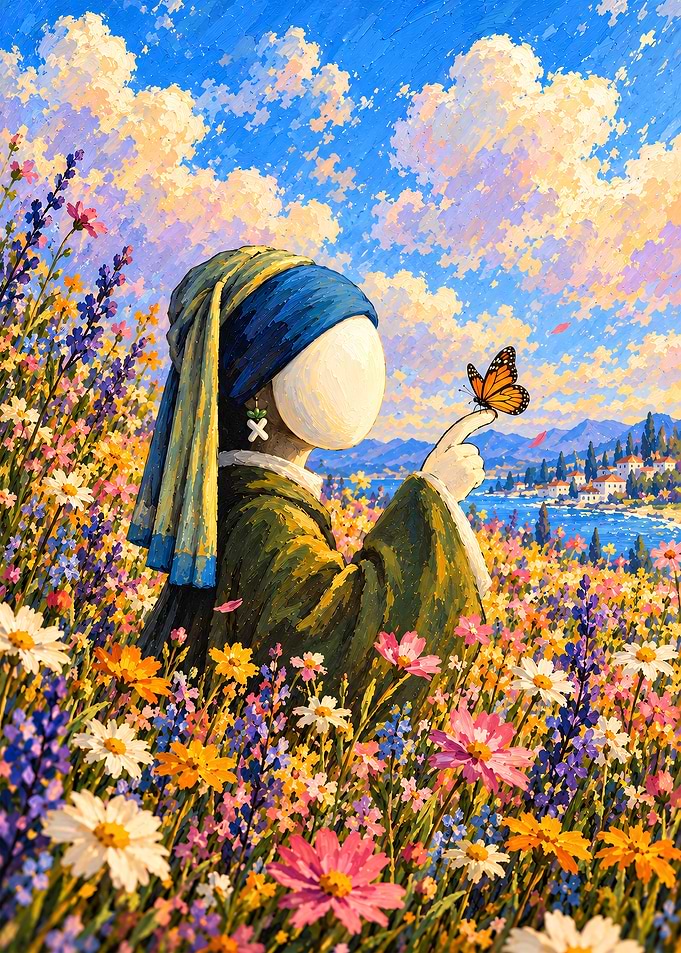 Girl with Pearl Earring Butterfly Meadow