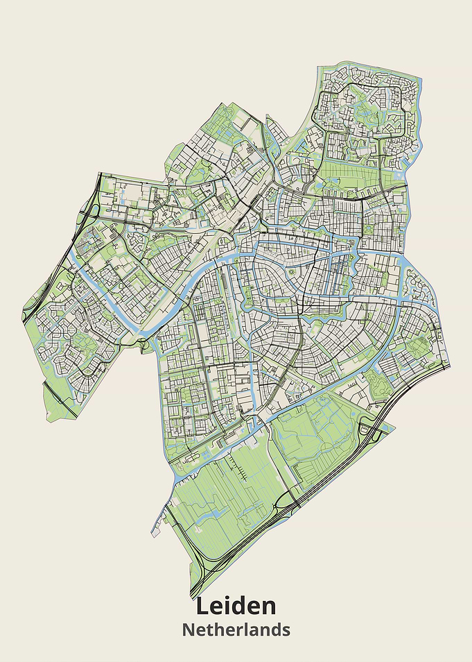 Map of Leiden, Netherlands