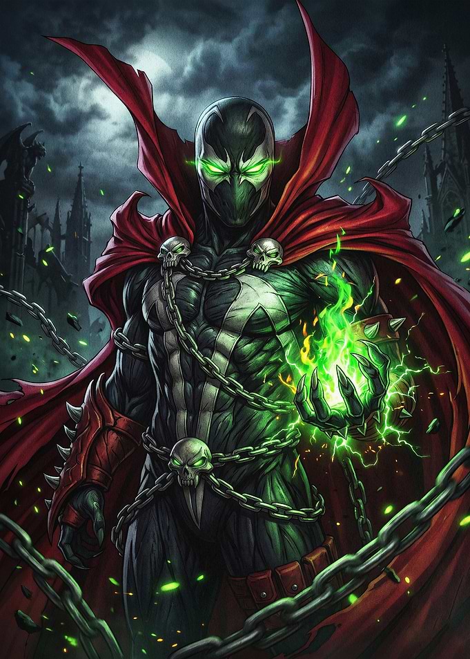 Dark Hero Cape Fire Comic Art