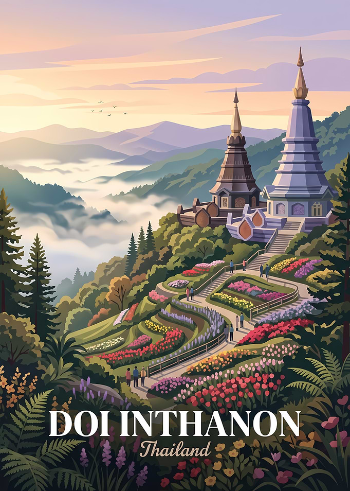 Doi Inthanon Thailand Travel Poster