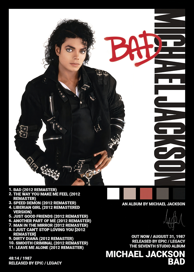 Michael Jackson Bad Album Poster
