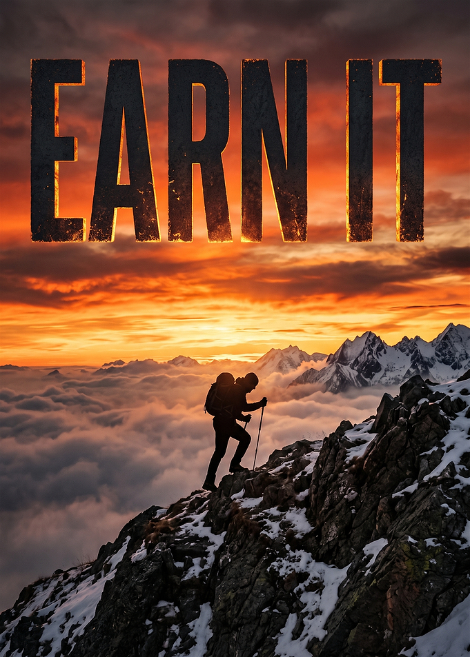 Earn It Mountain Hiking Poster