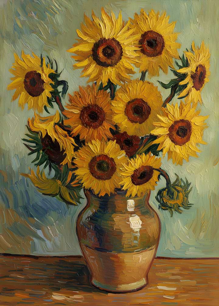 Sunflowers in a Vase Painting