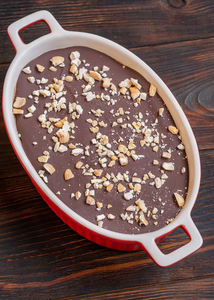 Chocolate Dessert with Cashew Topping