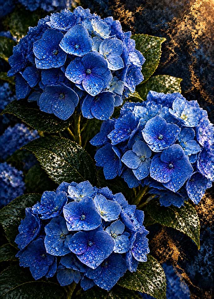 Vibrant Blue Hydrangea Flowers