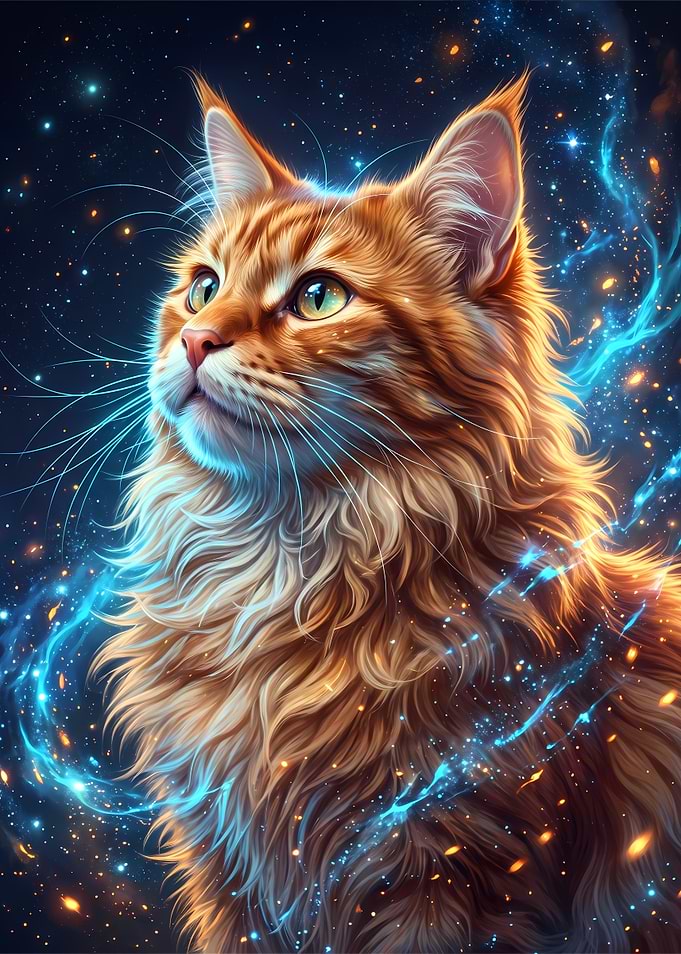 Cosmic Ginger Cat Portrait