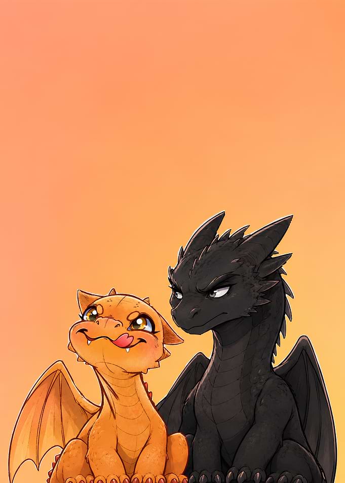 Cute Orange and Black Dragons
