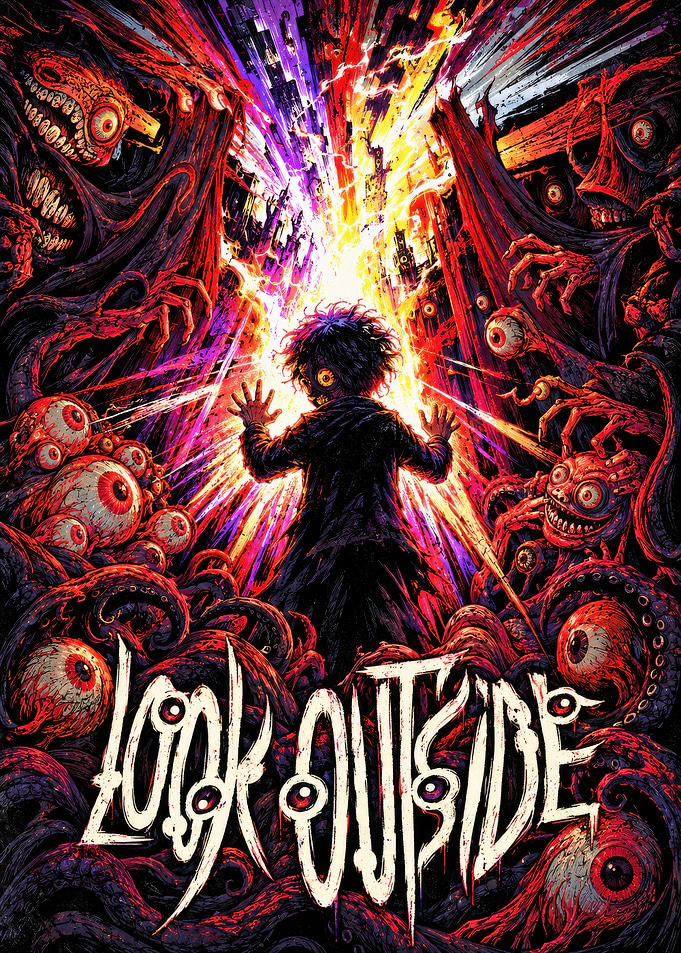 Look Outside Horror Art Poster