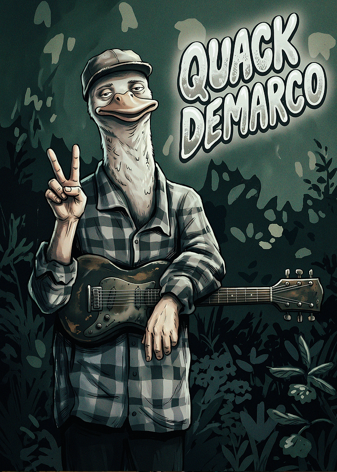 Quack DeMarco Duck Musician Illustration