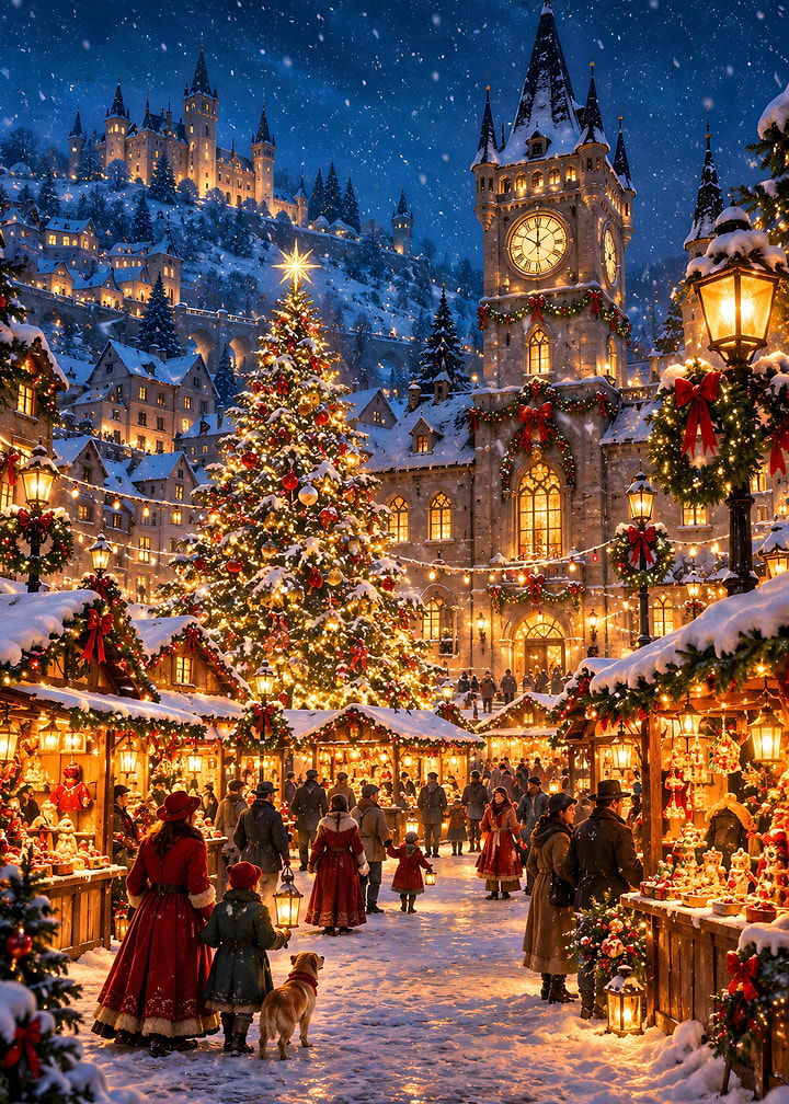 Christmas Market Square Clock Tower