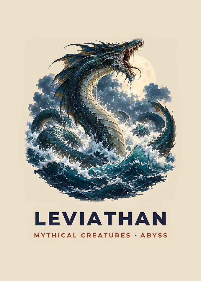 Leviathan Sea Serpent Abyss Mythical Poster