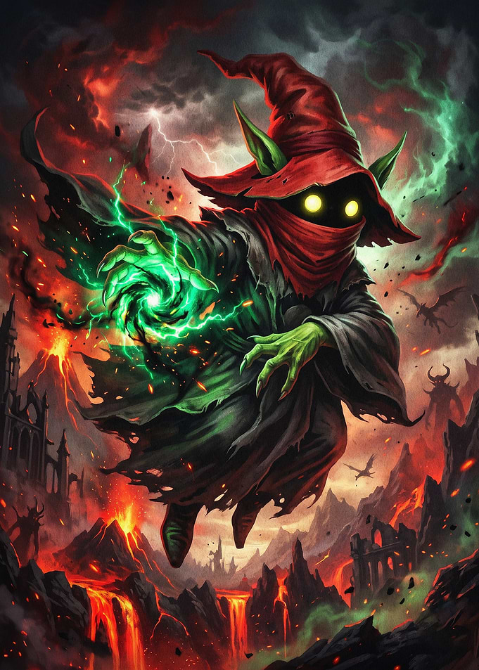 Goblin Mage Dark Fantasy Art Poster