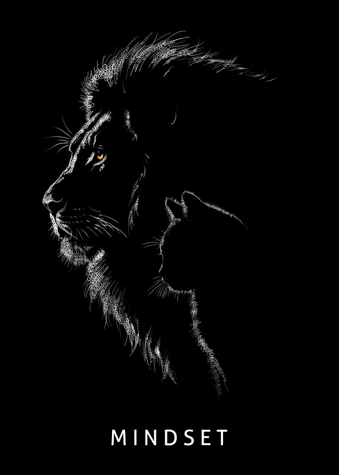 Cat and lion Mindset Illustration