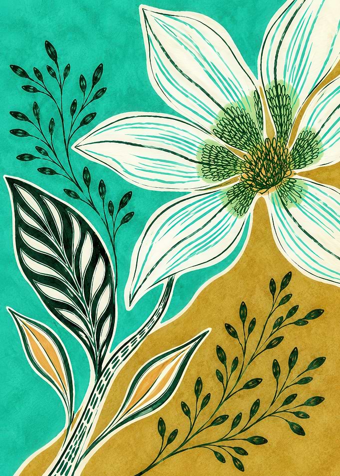 Abstract Floral Botanical Illustration