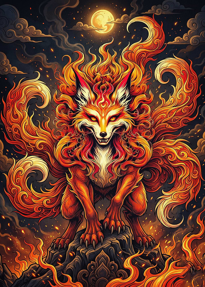 Kitsune Fire Fox Fantasy Art