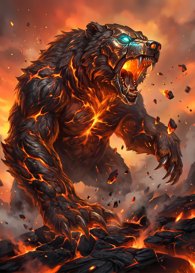 Ferocious Lava Bear Fantasy Creature