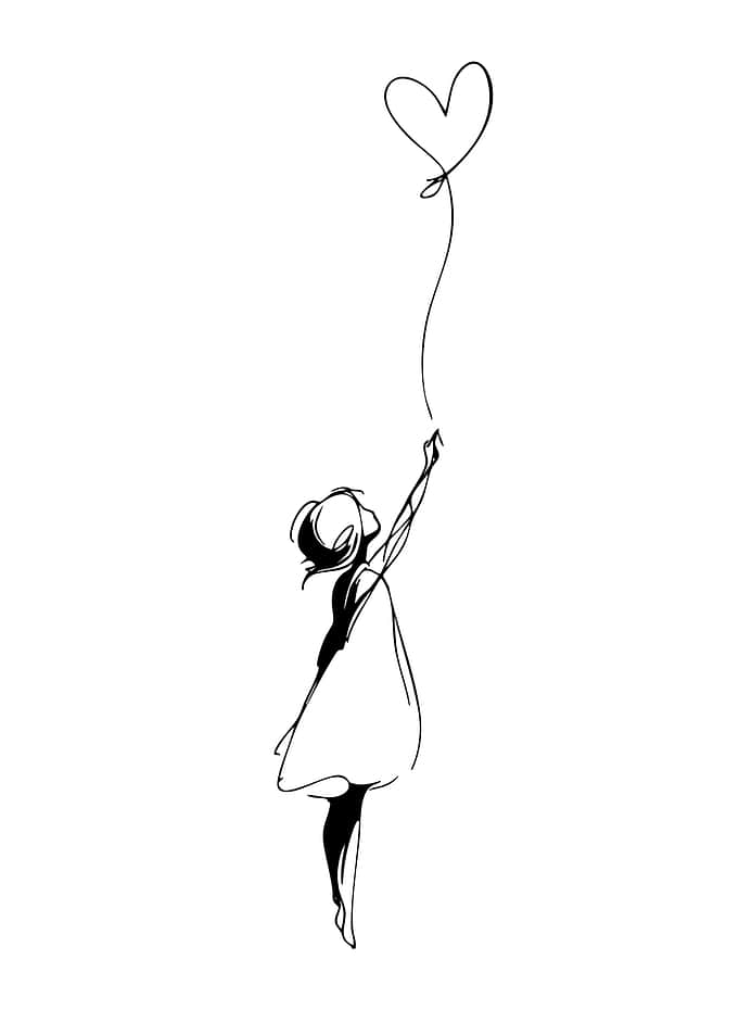 Minimalist Girl Holding Heart Balloon