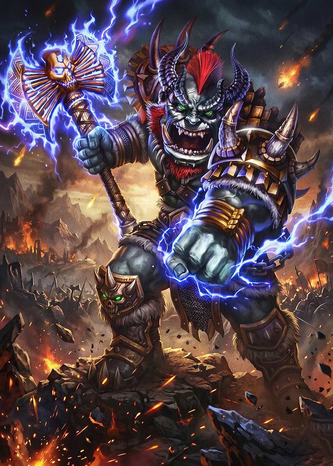 Orc Warrior Thunder Axe Fantasy