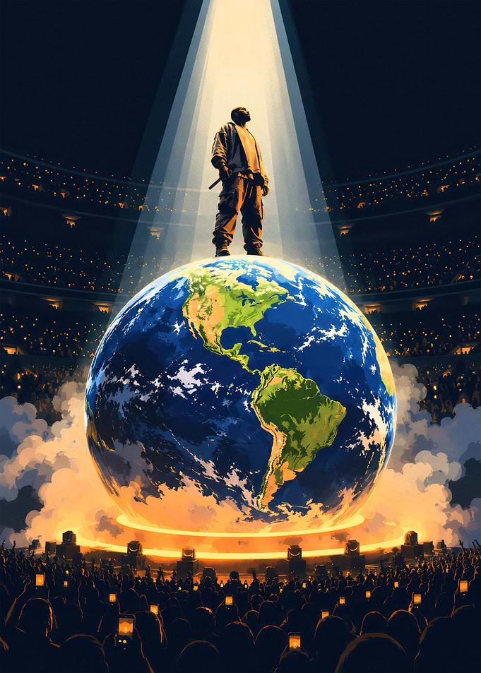 Kanye West Performing on Globe Stage