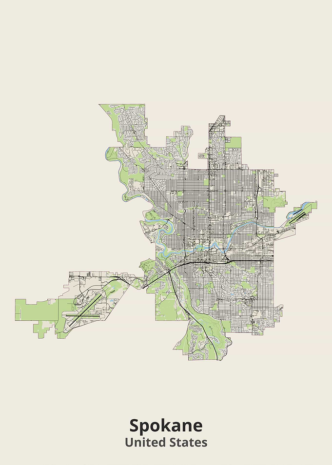 Spokane Washington City Map Print