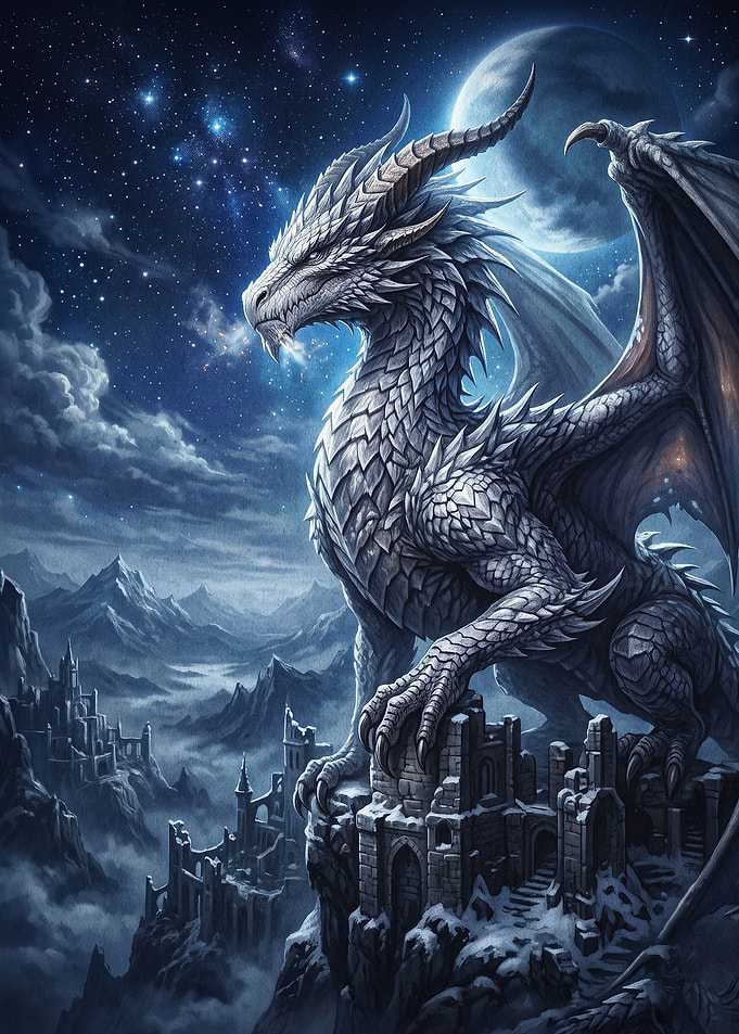 Dragon Castle Fantasy Art Poster