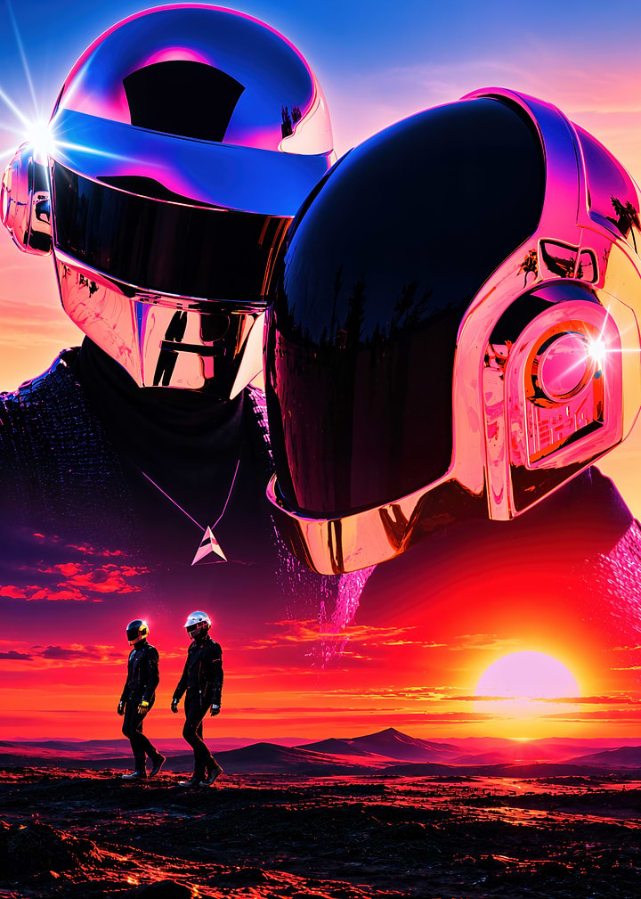 Daft Punk Sunset Silhouette Art