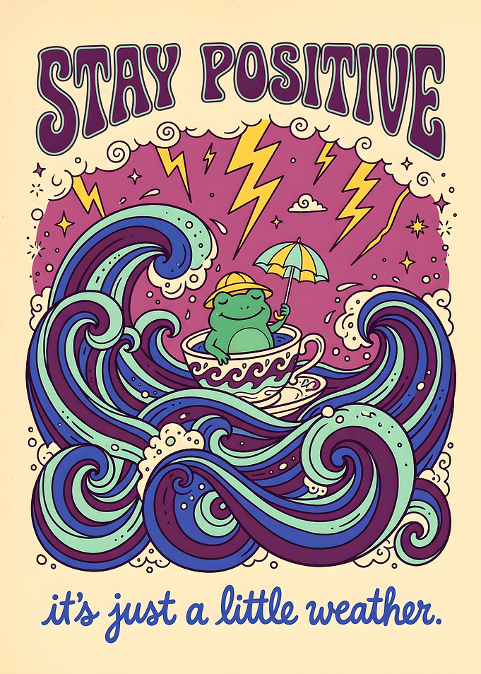 Stay Positive Frog in Teacup Poster