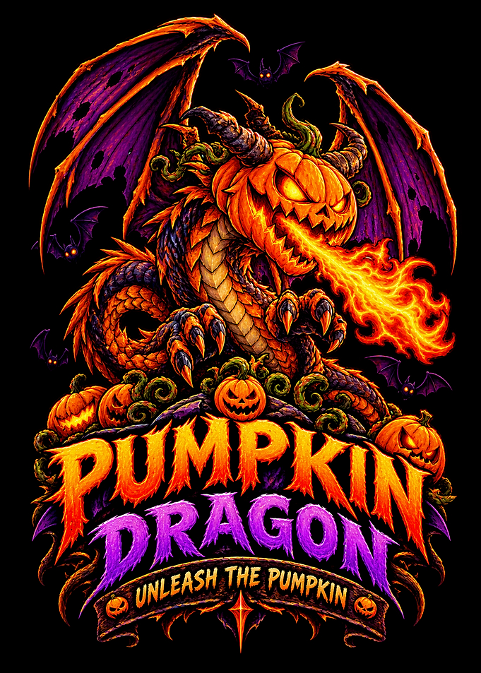 Pumpkin Dragon Halloween Graphic Art