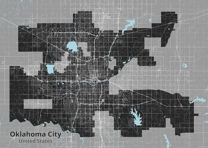 Oklahoma City Minimalist Map Print