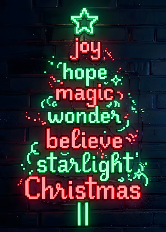 Pixel Neon Christmas Tree