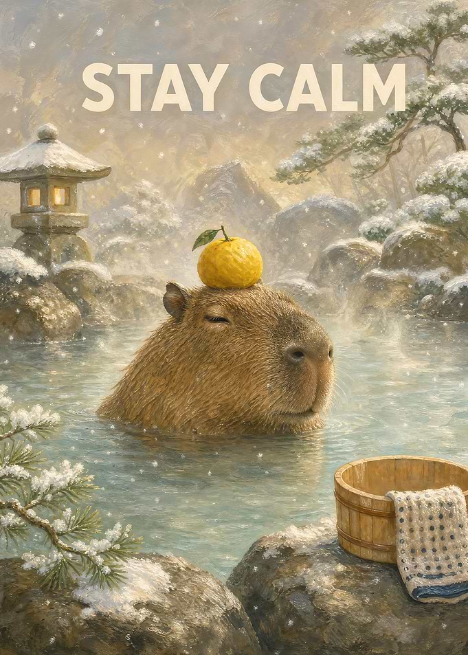 Capybara Relaxing in Hot Spring