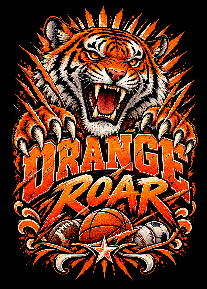 Orange Roar Tiger Sports Graphic