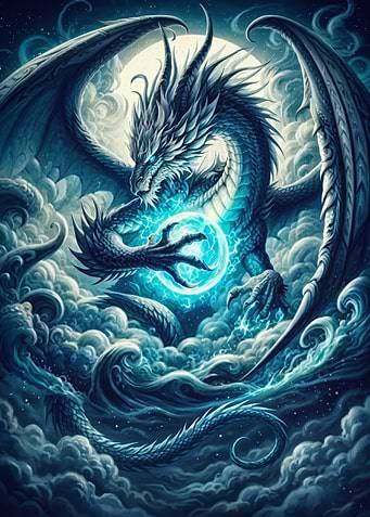 Blue Dragon Magic Fantasy Art