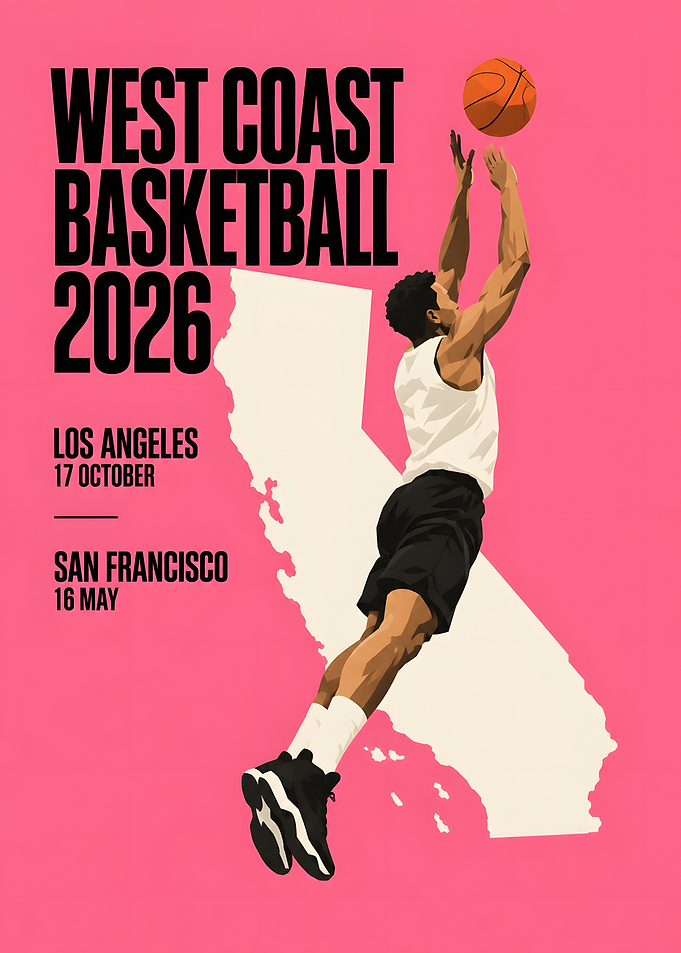 West Coast Basketball Jump Shot Pink Poster
